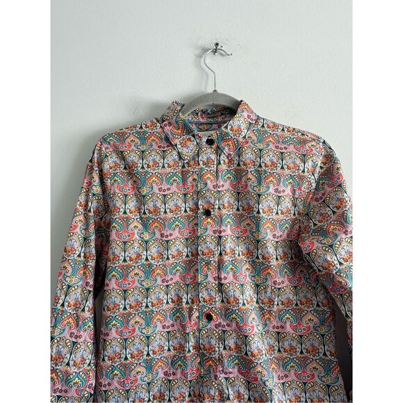 J Crew Women's Sz 0 Slim-Fit Organic Cotton Liberty Giorgia Duke Print Button Up - Picture 6 of 13